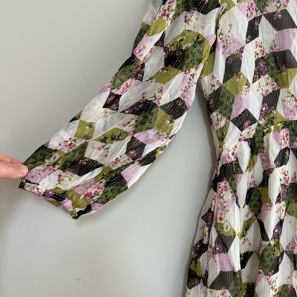 NWT J. Crew Lurex® Metallic Threads Chiffon Midi in Patchwork Print,  size 2 - Picture 8 of 12